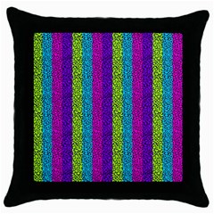 Glitter Strips Throw Pillow Case (black) by Sparkle