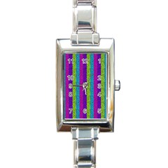 Glitter Strips Rectangle Italian Charm Watch by Sparkle