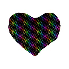 Rainbow Sparks Standard 16  Premium Flano Heart Shape Cushions by Sparkle