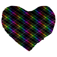 Rainbow Sparks Large 19  Premium Flano Heart Shape Cushions by Sparkle