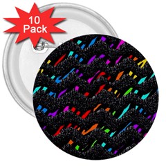 Rainbowwaves 3  Buttons (10 pack) 