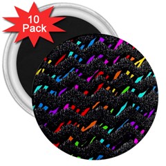 Rainbowwaves 3  Magnets (10 Pack)  by Sparkle