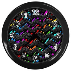 Rainbowwaves Wall Clock (Black)