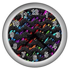 Rainbowwaves Wall Clock (silver) by Sparkle