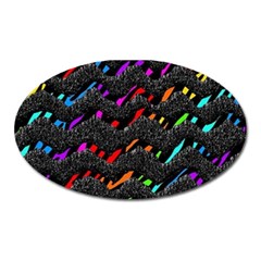 Rainbowwaves Oval Magnet