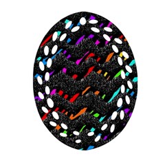 Rainbowwaves Oval Filigree Ornament (Two Sides)