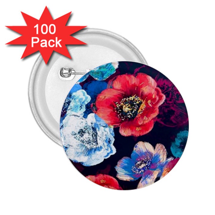 Flowers Pattern 2.25  Buttons (100 pack) 