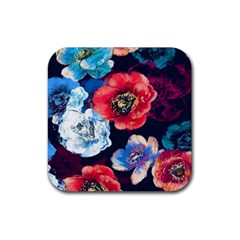 Flowers Pattern Rubber Coaster (square)  by Sparkle