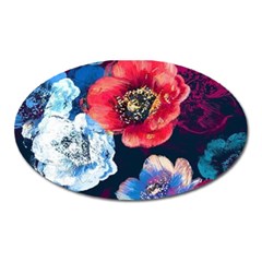 Flowers Pattern Oval Magnet by Sparkle