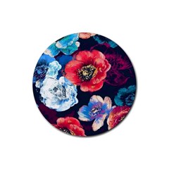 Flowers Pattern Rubber Round Coaster (4 Pack)  by Sparkle