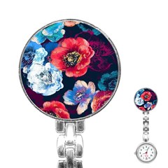 Flowers Pattern Stainless Steel Nurses Watch by Sparkle