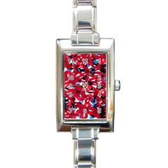 Handpaint Flowers Rectangle Italian Charm Watch by Sparkle