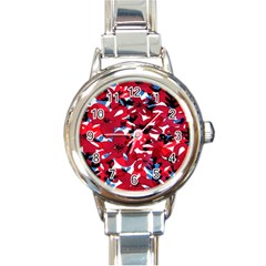 Handpaint Flowers Round Italian Charm Watch by Sparkle