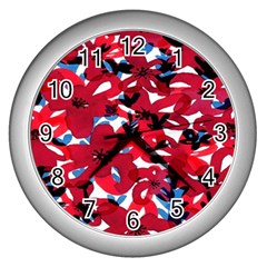 Handpaint Flowers Wall Clock (silver) by Sparkle