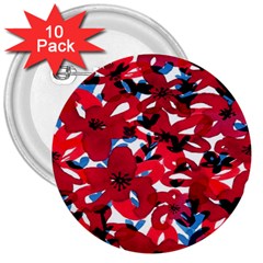 Handpaint Flowers 3  Buttons (10 Pack)  by Sparkle