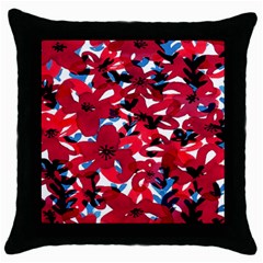 Handpaint Flowers Throw Pillow Case (black) by Sparkle