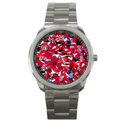 Handpaint Flowers Sport Metal Watch by Sparkle