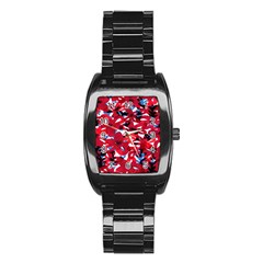 Handpaint Flowers Stainless Steel Barrel Watch by Sparkle