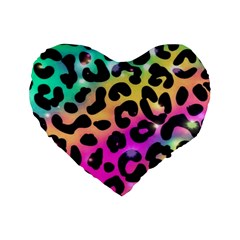 Animal Print Standard 16  Premium Flano Heart Shape Cushions by Sparkle