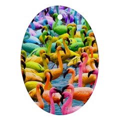 Rainbow Flamingos Ornament (oval)