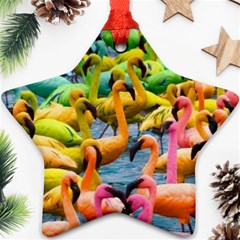 Rainbow Flamingos Ornament (star) by Sparkle