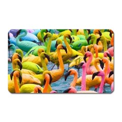 Rainbow Flamingos Magnet (rectangular) by Sparkle