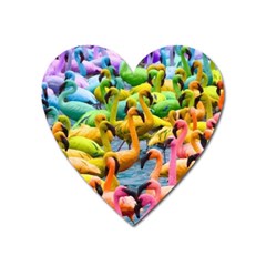 Rainbow Flamingos Heart Magnet by Sparkle