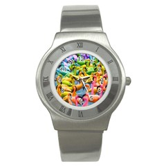 Rainbow Flamingos Stainless Steel Watch by Sparkle