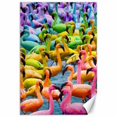 Rainbow Flamingos Canvas 12  X 18  by Sparkle