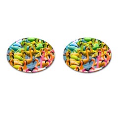 Rainbow Flamingos Cufflinks (oval) by Sparkle