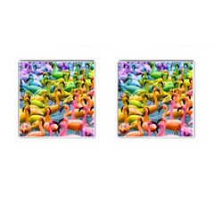 Rainbow Flamingos Cufflinks (square) by Sparkle