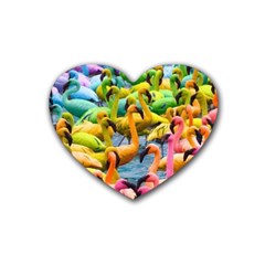 Rainbow Flamingos Heart Coaster (4 Pack)  by Sparkle