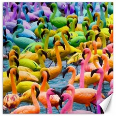 Rainbow Flamingos Canvas 16  X 16  by Sparkle