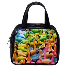 Rainbow Flamingos Classic Handbag (one Side) by Sparkle