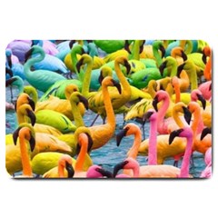 Rainbow Flamingos Large Doormat  by Sparkle