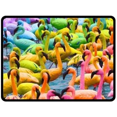 Rainbow Flamingos Fleece Blanket (large)  by Sparkle