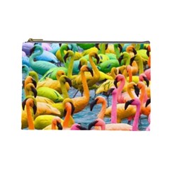 Rainbow Flamingos Cosmetic Bag (large) by Sparkle