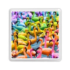 Rainbow Flamingos Memory Card Reader (square) by Sparkle