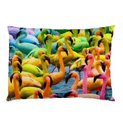 Rainbow Flamingos Pillow Case (two Sides) by Sparkle