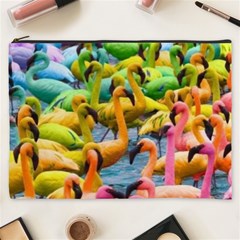 Rainbow Flamingos Cosmetic Bag (xxxl) by Sparkle