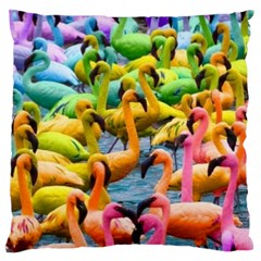 Rainbow Flamingos Large Cushion Case (one Side) by Sparkle