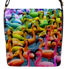 Rainbow Flamingos Flap Closure Messenger Bag (s) by Sparkle