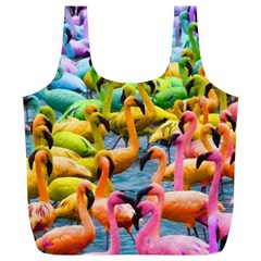 Rainbow Flamingos Full Print Recycle Bag (xl) by Sparkle