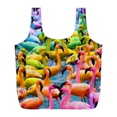 Rainbow Flamingos Full Print Recycle Bag (l) by Sparkle