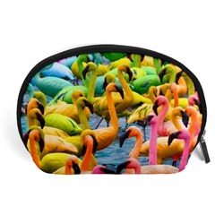 Rainbow Flamingos Accessory Pouch (large) by Sparkle