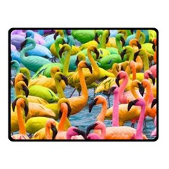 Rainbow Flamingos Double Sided Fleece Blanket (small)  by Sparkle