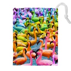 Rainbow Flamingos Drawstring Pouch (5xl) by Sparkle