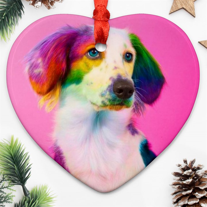 Rainbowdog Ornament (Heart)