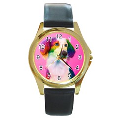 Rainbowdog Round Gold Metal Watch by Sparkle