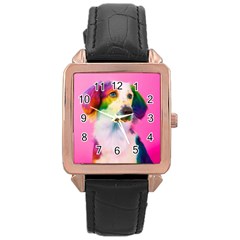 Rainbowdog Rose Gold Leather Watch  by Sparkle